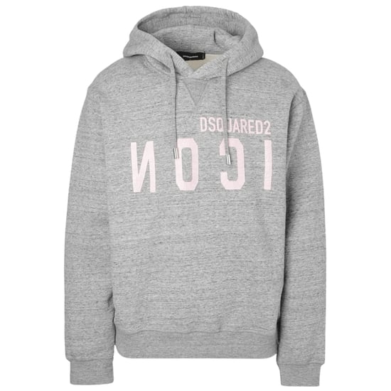 Dsquared2 Pink Icon Cracked Logo Grey Hoodie - Image 1