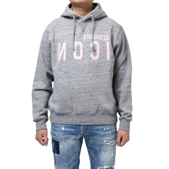 Dsquared2 Pink Icon Cracked Logo Grey Hoodie - Image 3