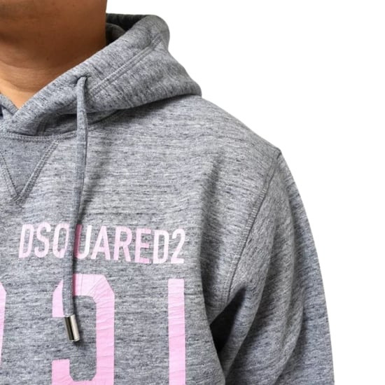 Dsquared2 Pink Icon Cracked Logo Grey Hoodie - Image 5