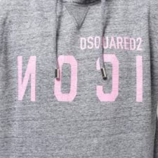 Dsquared2 Pink Icon Cracked Logo Grey Hoodie - Image 6