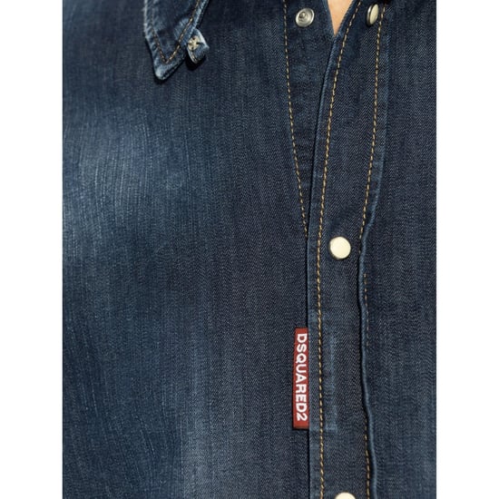Dsquared2 Dark Wash Tab Shirt Dunkelblau - Image 4