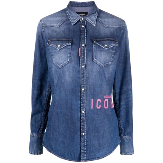 Dsquared2 Icon Print Western Denim Blaues Hemd - Image 1