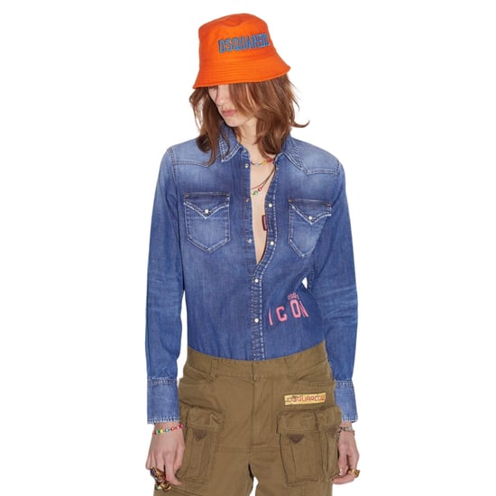 Dsquared2 Icon Print Western Denim Blaues Hemd - Image 3