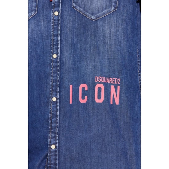 Dsquared2 Icon Print Western Denim Blaues Hemd - Image 5