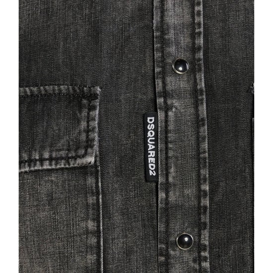 Dsquared2 Regular Fit Jeanshemd In Verwaschenem Schwarz - Image 5