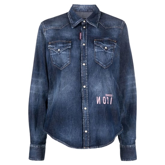 Dsquared2 Icon Reverse Logo Western Dunkelblaues Denimhemd - Image 1