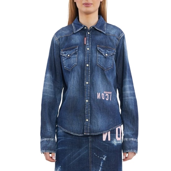 Dsquared2 Icon Reverse Logo Western Dunkelblaues Denimhemd - Image 2