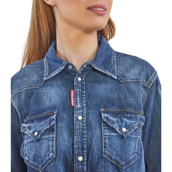 Dsquared2 Icon Reverse Logo Western Dunkelblaues Denimhemd - Image 4