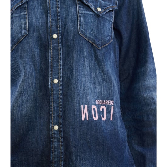 Dsquared2 Icon Reverse Logo Western Dunkelblaues Denimhemd - Image 5