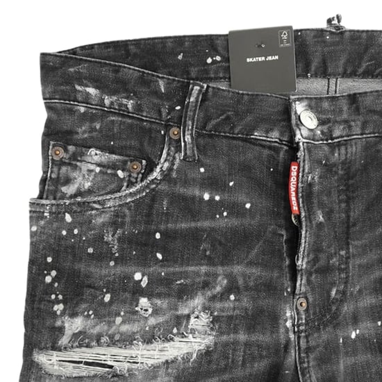 Dsquared2 Skater Jeans Mit Destroyed Paint Effect, Schwarz - Image 3