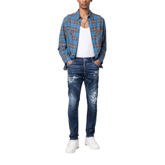 Dsquared2 Tikdy Biker Jeans Worn Reinforced Wash Blue Jeans - Image 3