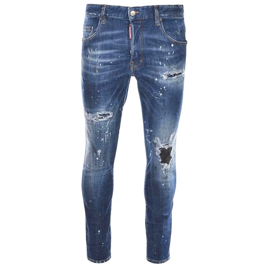 Dsquared2 Skater Jeans Destroyed Reinforced Paint Splash Effect Blue Jeans - Image 1
