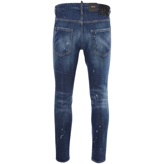 Dsquared2 Skater Jeans Destroyed Reinforced Paint Splash Effect Blue Jeans - Image 2