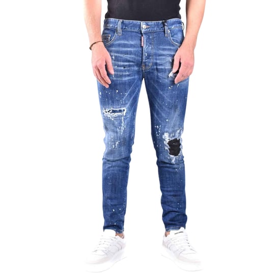 Dsquared2 Skater Jeans Destroyed Reinforced Paint Splash Effect Blue Jeans - Image 3