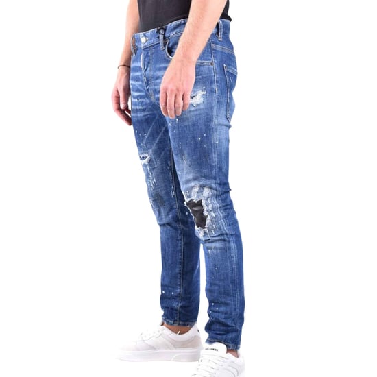 Dsquared2 Skater Jeans Destroyed Reinforced Paint Splash Effect Blue Jeans - Image 5