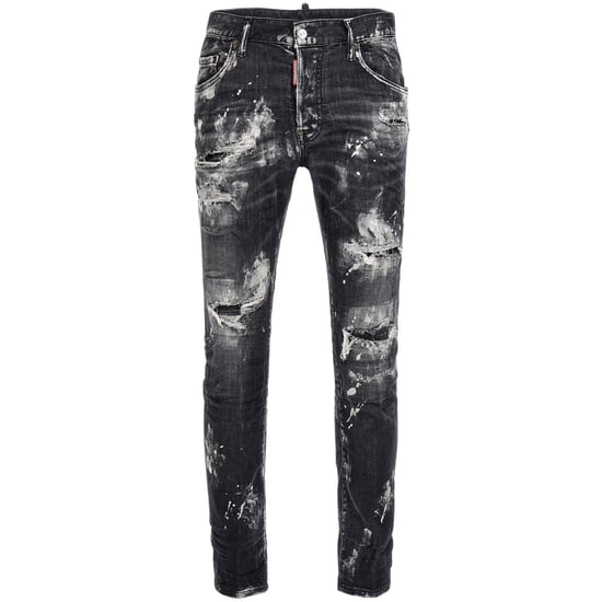 Dsquared2 Super Twinky Jeans Mit Destroyed Paint Effect, Schwarz - Image 1