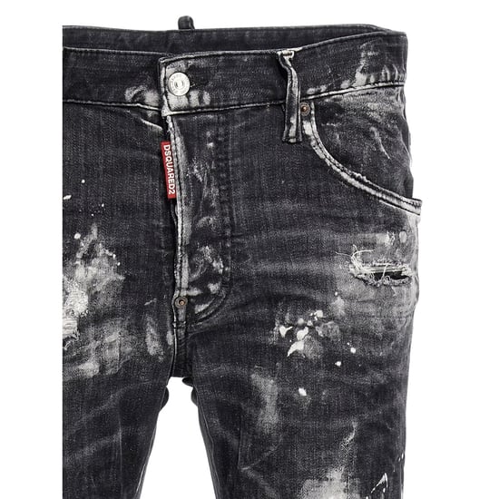 Dsquared2 Super Twinky Jeans Mit Destroyed Paint Effect, Schwarz - Image 3