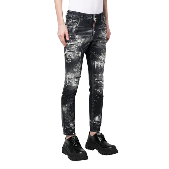 Dsquared2 Super Twinky Jeans Mit Destroyed Paint Effect, Schwarz - Image 5