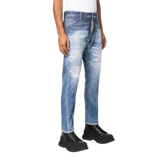 Dsquared2 Sexy Twist Jeans Destroyed Reinforced Paint Splash Blue Jeans - Image 2