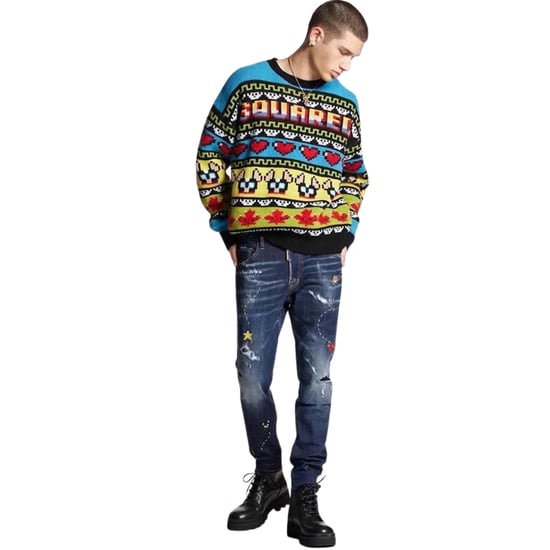 Dsquared2 Skater Jeans Dark Monster Maze Wash Blue Jeans - Image 2