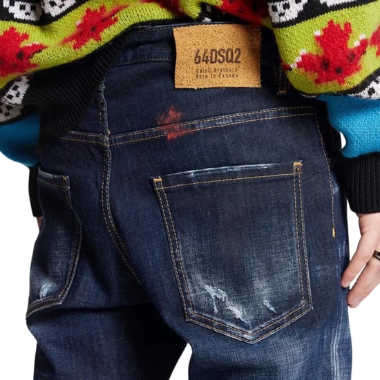 Dsquared2 Skater Jeans Dark Monster Maze Wash Blue Jeans - Image 5