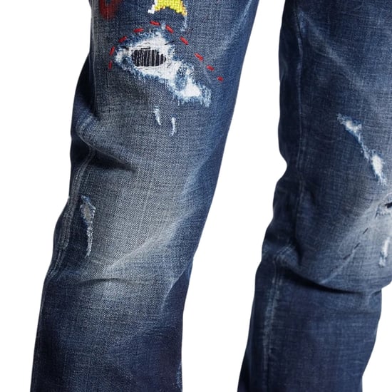 Dsquared2 Skater Jeans Dark Monster Maze Wash Blue Jeans - Image 6