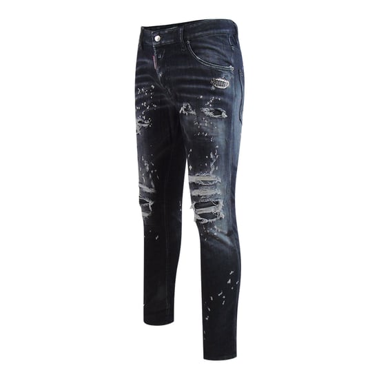 Dsquared2 Skater Jeans, Verstärkt, Mit Rissen, Farbspritzer-optik, Schwarze Waschung - Image 3