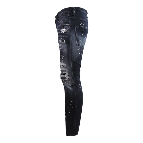 Dsquared2 Skater Jeans, Verstärkt, Mit Rissen, Farbspritzer-optik, Schwarze Waschung - Image 4