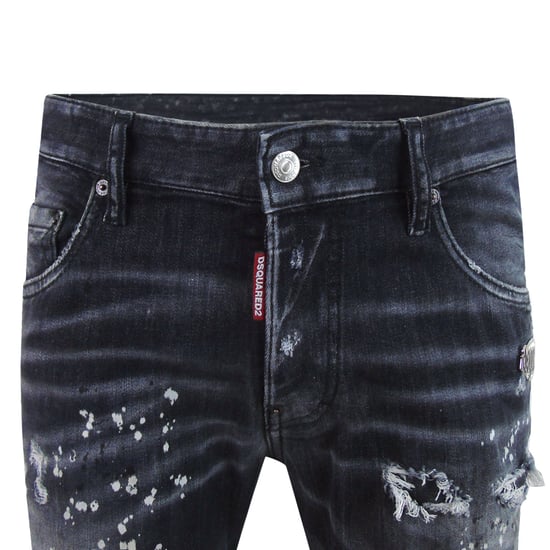 Dsquared2 Skater Jeans, Verstärkt, Mit Rissen, Farbspritzer-optik, Schwarze Waschung - Image 6