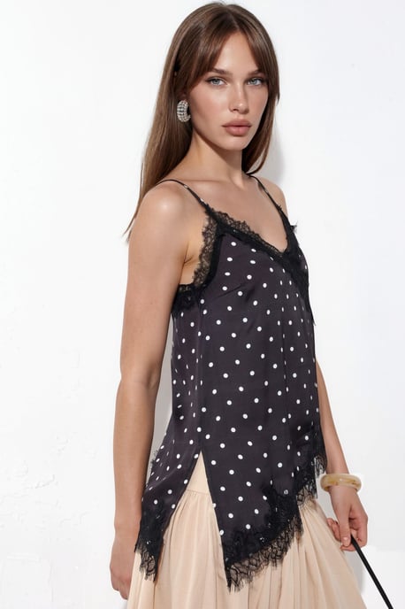 Punkte Satin V-Ausschnitt Cami Bluse - Image 2