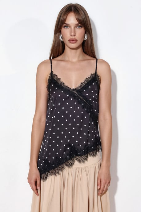 Punkte Satin V-Ausschnitt Cami Bluse - Image 5