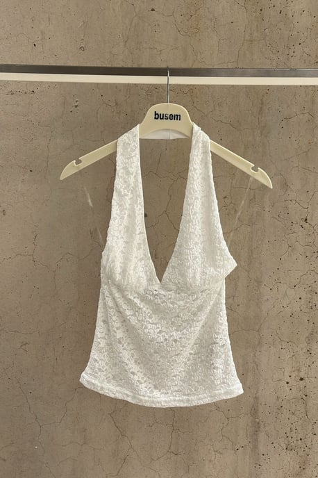 Frauen Pailletten Halter Crop Bluse - Image 2