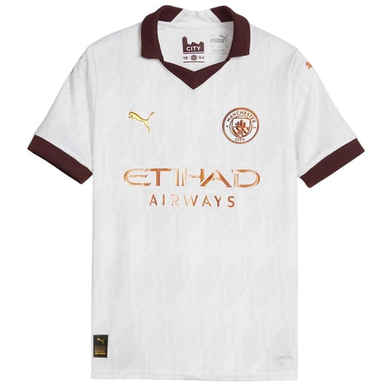 Puma - "Manchester City" Auswärts-Trikot für Kinder (Weiß/Bronze/Burgunderrot) - Image 2