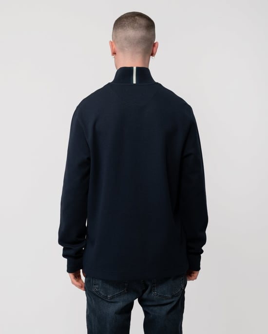 Langarm 1/4 Zip Sweatshirt in Marineblau - Image 2