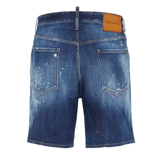 Dsquared2 Marineblaue Denim-shorts Mit Farbspritzer-design - Image 2