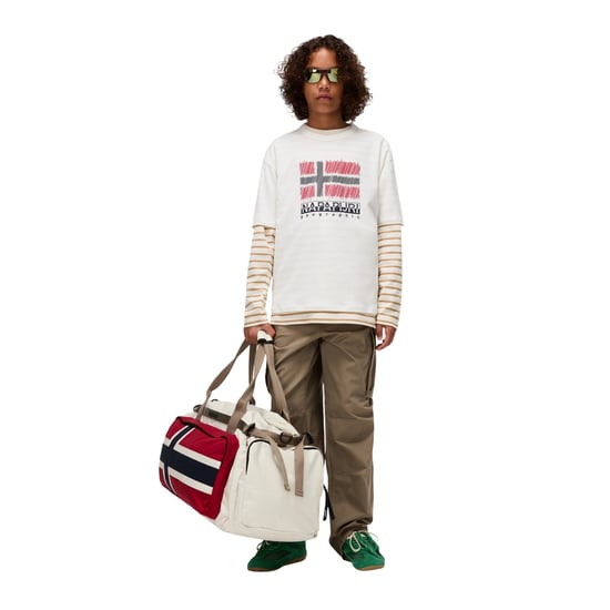 Napapijri - "Adige" T-Shirt für Kinder, Rundhalsausschnitt (Weiß/Rot) - Image 4