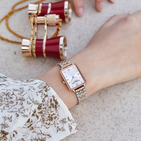 VICTORIA HYDE Rectangle Damenuhr Grünes Zifferblatt Analog-Quarz-Armbanduhr mit Edelstahlarmband, roségold - Image 2