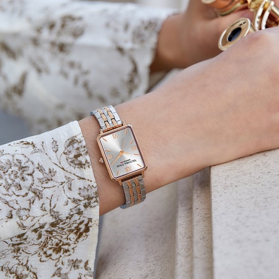VICTORIA HYDE Rectangle Damenuhr Grünes Zifferblatt Analog-Quarz-Armbanduhr mit Edelstahlarmband, roségold - Image 3