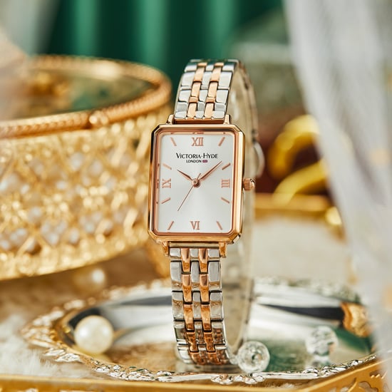 VICTORIA HYDE Rectangle Damenuhr Grünes Zifferblatt Analog-Quarz-Armbanduhr mit Edelstahlarmband, roségold - Image 5