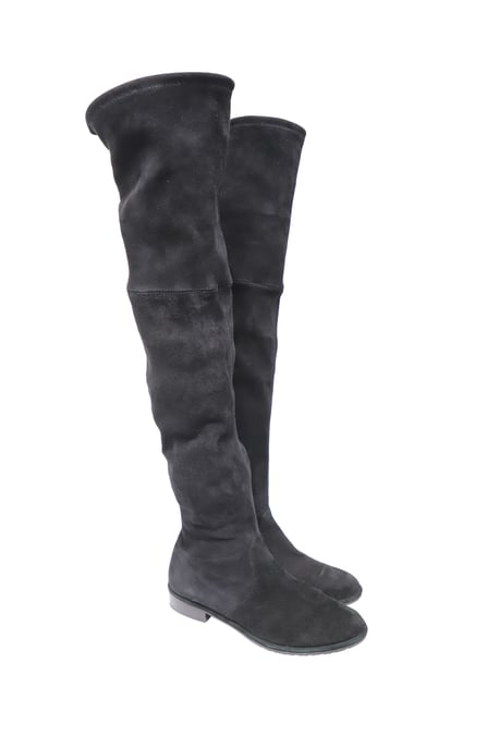 Stuart Weitzman Lowland Über Knielange Stiefel aus schwarzem Wildleder - Image 4