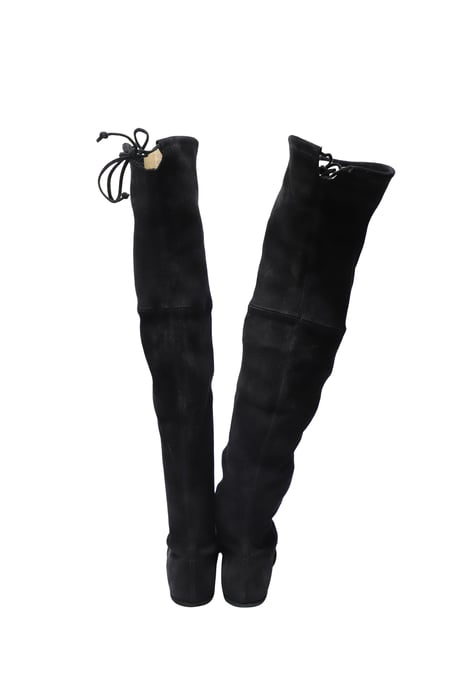 Stuart Weitzman Lowland Über Knielange Stiefel aus schwarzem Wildleder - Image 5