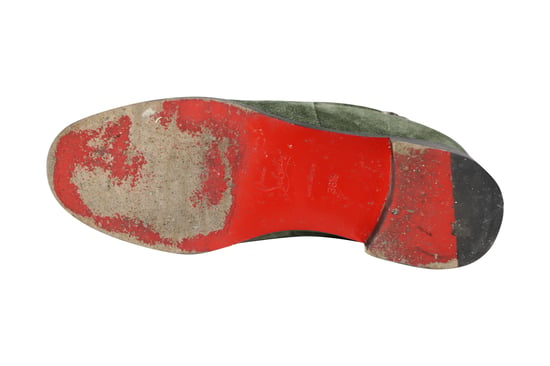 Christian Louboutin Stiefel mit Kette aus grüner Wildleder - Image 6