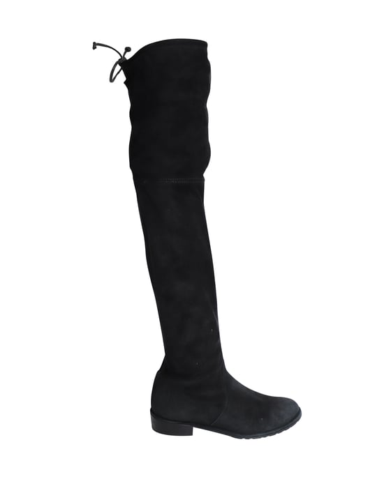 Stuart Weitzman Lowland Über-Knie-Stiefel aus schwarzem Wildleder - Image 1