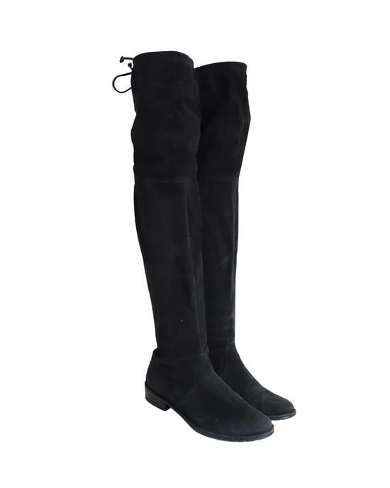 Stuart Weitzman Lowland Über-Knie-Stiefel aus schwarzem Wildleder - Image 3