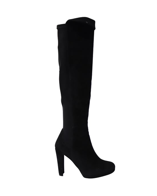 Stuart Weitzman Hiline Kniehohe Stiefel aus schwarzem Wildleder - Image 1