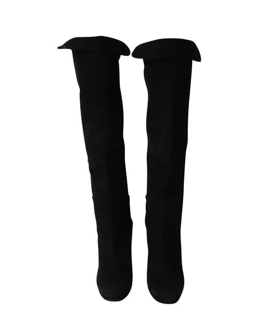 Stuart Weitzman Hiline Kniehohe Stiefel aus schwarzem Wildleder - Image 2