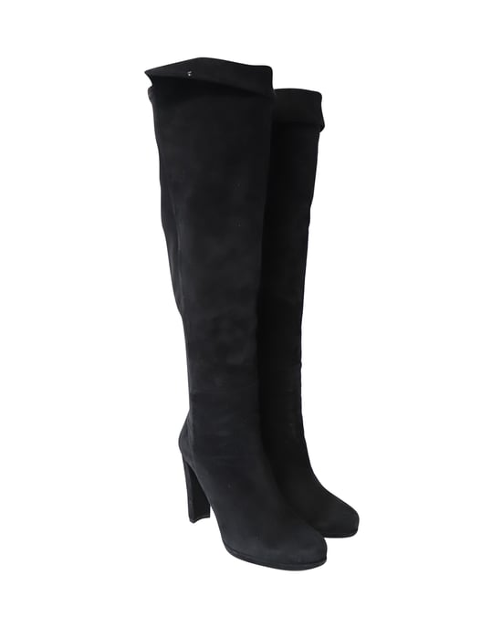 Stuart Weitzman Hiline Kniehohe Stiefel aus schwarzem Wildleder - Image 5