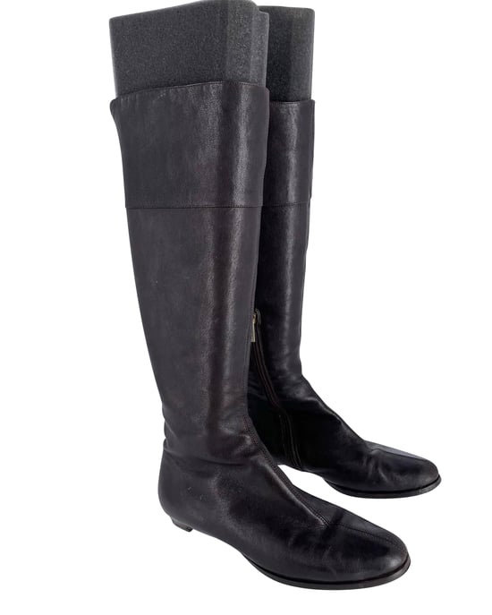 Jimmy Choo London Knielange Stiefel aus braunem Kalbsleder - Image 1