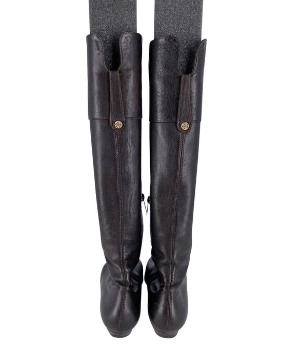 Jimmy Choo London Knielange Stiefel aus braunem Kalbsleder - Image 2