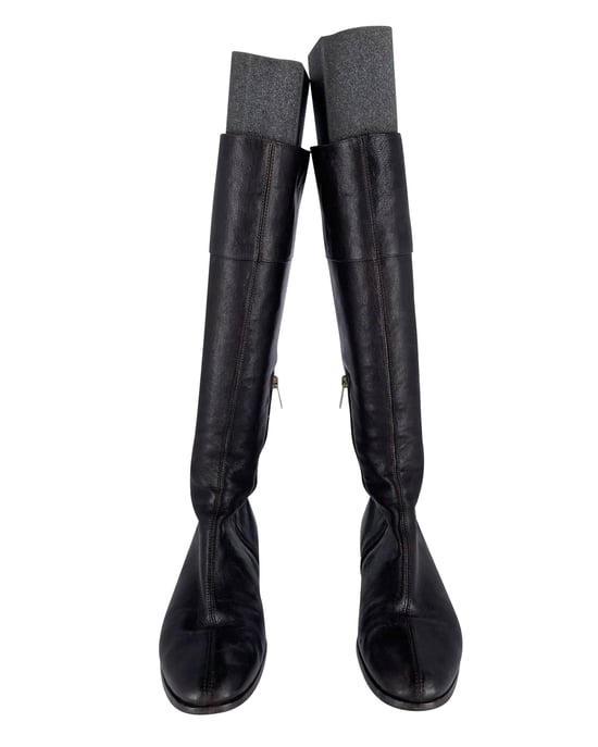 Jimmy Choo London Knielange Stiefel aus braunem Kalbsleder - Image 3